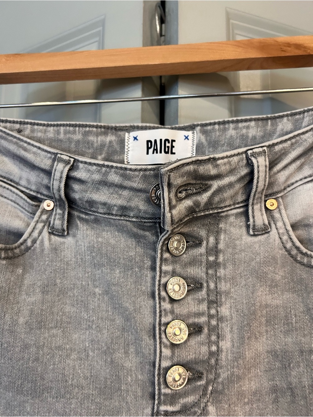 PAIGE Gray Button-Fly Denim Jeans - Picture 2 of 4